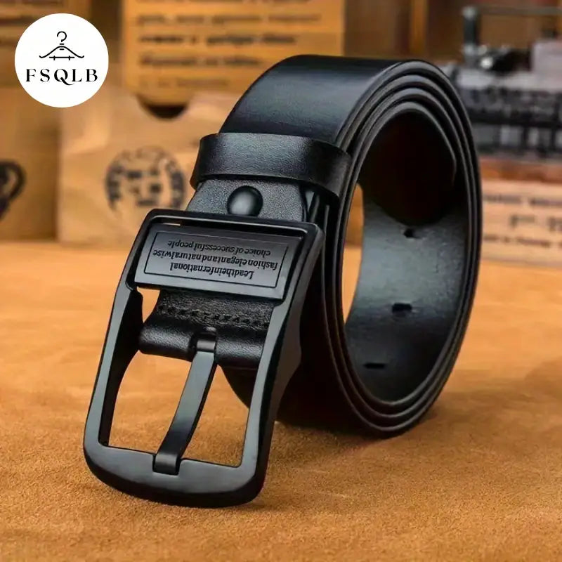 Ceinture homme noire en cuir avec boucle automatique élégante – Style business et décontracté