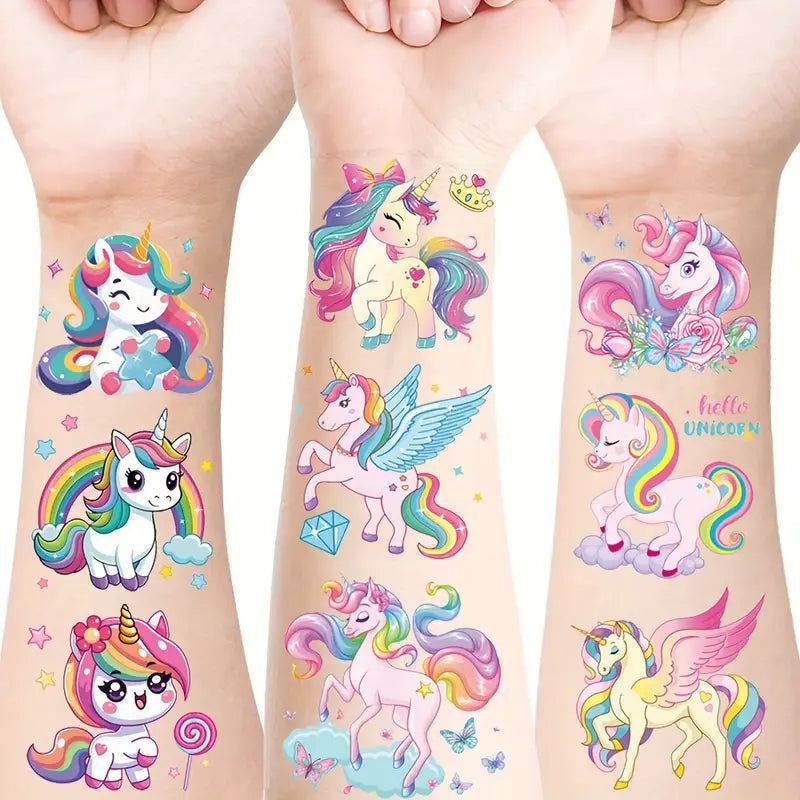 Tatouages Éphémères Licorne pour Enfants – Lot de 20 Feuilles Colorées et Mignonnes, Faciles à Appliquer