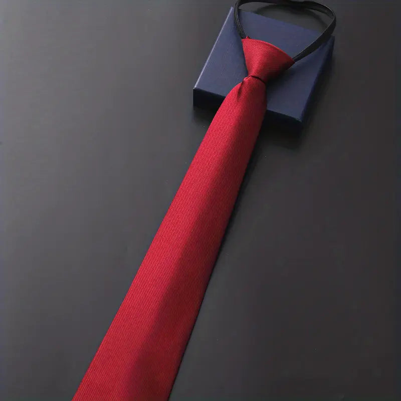 Cravate rouge homme avec élastique – Accessoire élégant pour costume, mariage et affaires