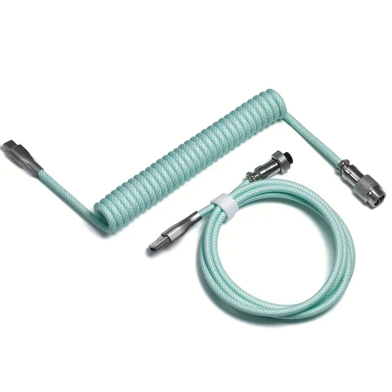 Câble USB-C Spirale Tressé Violet – Câble de Raccourci Détachable pour Clavier Mécanique et Accessoires PC