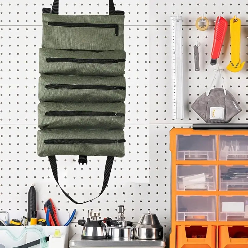 Trousse de Rangement en Rouleau avec Poches Zippées – Sac Organisateur Portable pour Outils et Accessoires – Collection Boîtes à Outils et Accessoires