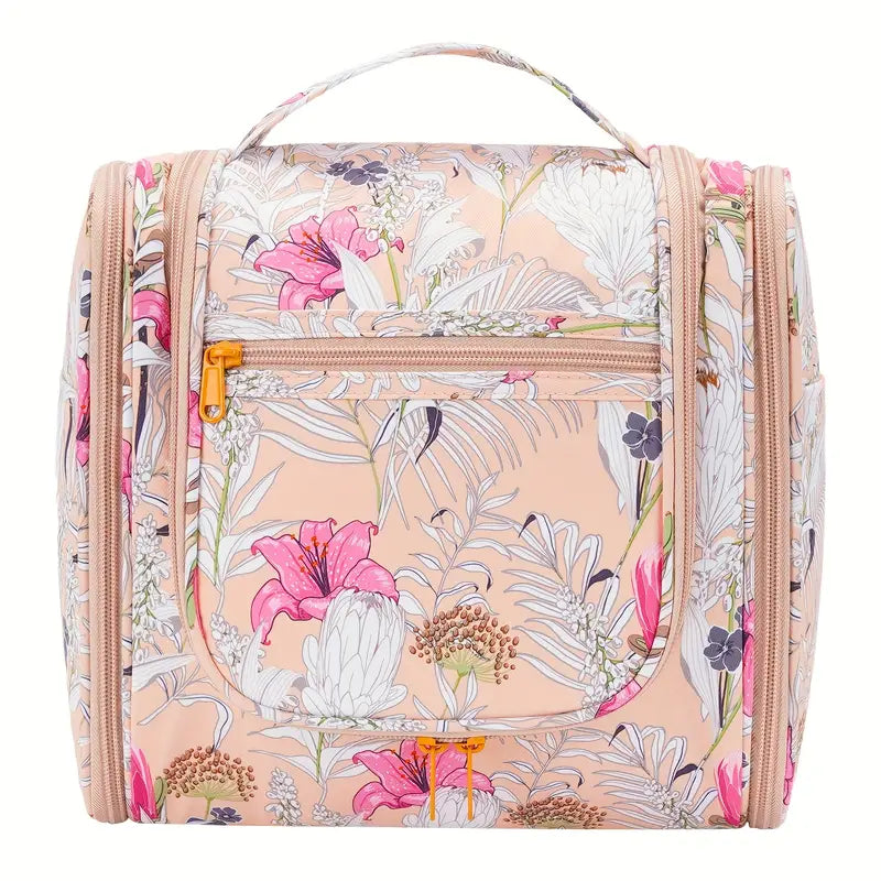 Trousse de toilette à motifs floraux bleus Grande capacité pour voyage organisé