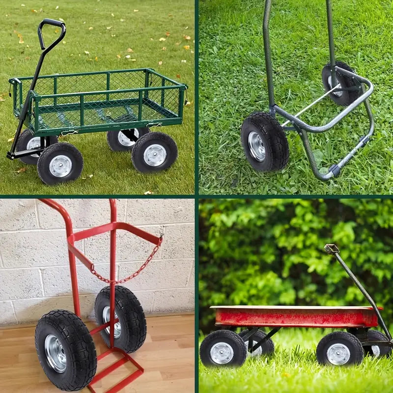 Lot de 2 Pneus avec Jantes Métalliques – Roues de Rechange Robustes pour Chariots, Remorques et Équipements de Jardin