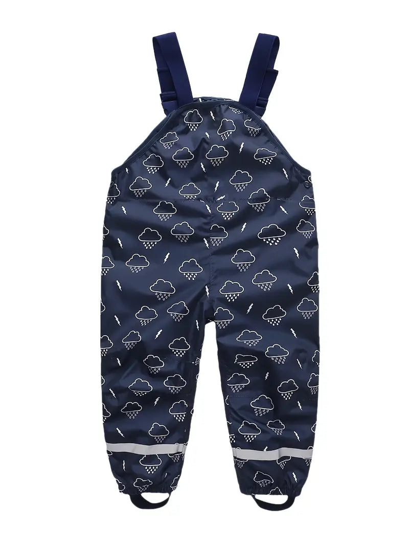 Salopette Imperméable Enfant – Pantalon de Pluie avec Bretelles Motifs Nuages