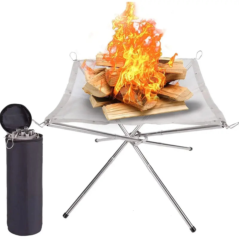 Grille de barbecue pliable avec sac de rangement – Accessoire portable pour pique-nique, camping et cuisine d’extérieur