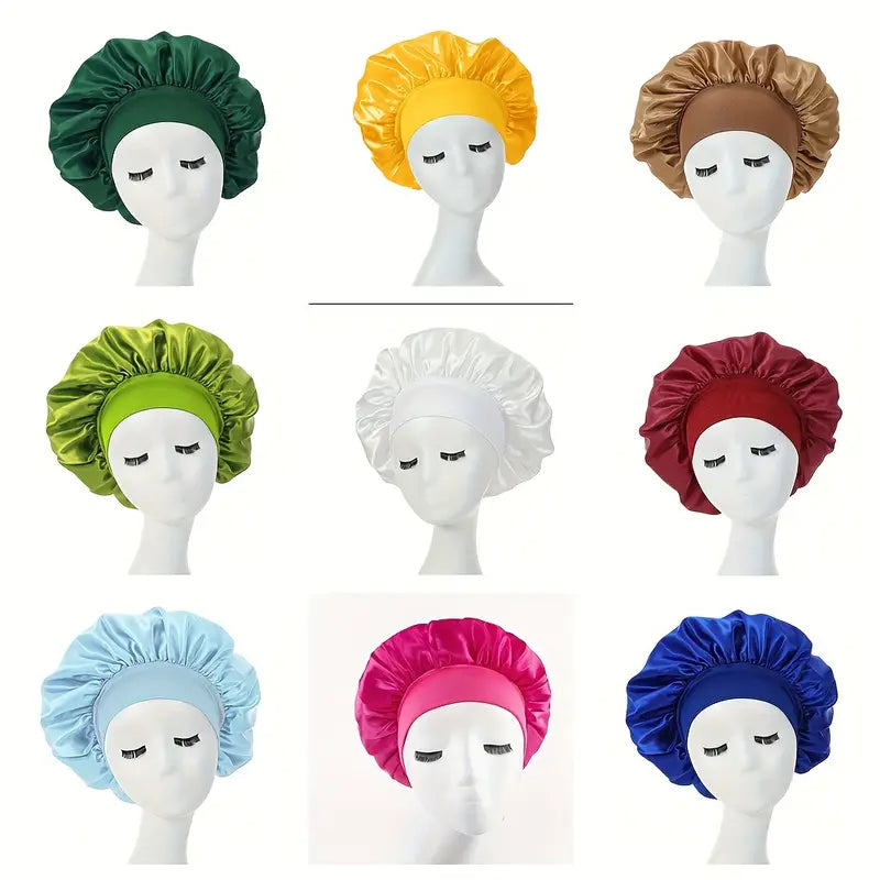 Bonnet Satin de Nuit Anti-Frisottis – Protection Cheveux Bouclés, Lisses ou Crépus – Large Bandeau Confortable – Plusieurs Coloris