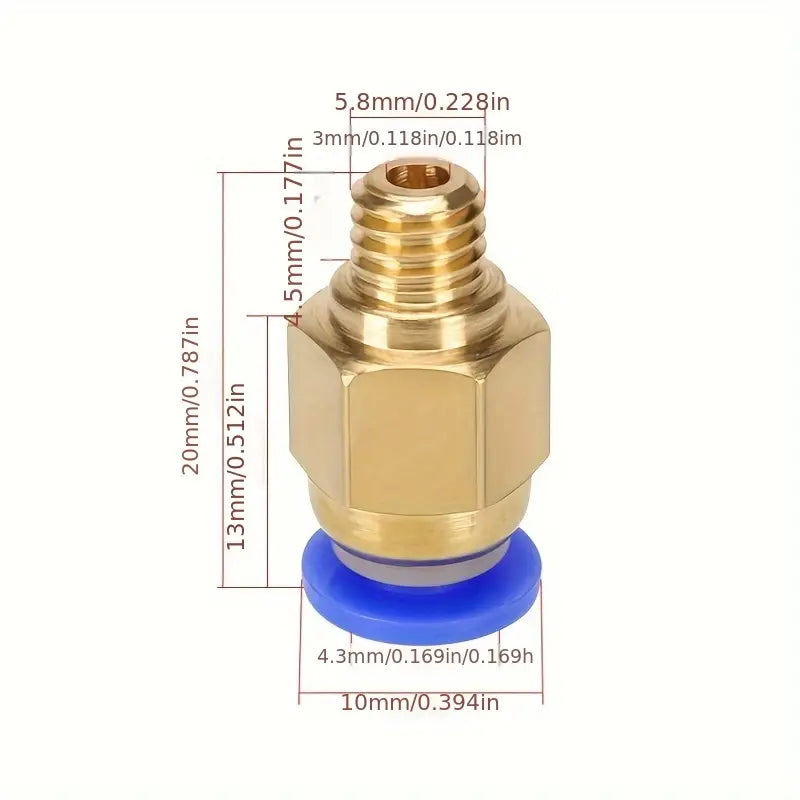 Raccord Pneumatique PC4-M6 pour Tube PTFE – Connecteur Rapide Haute Qualité pour Imprimante 3D et Extrudeur