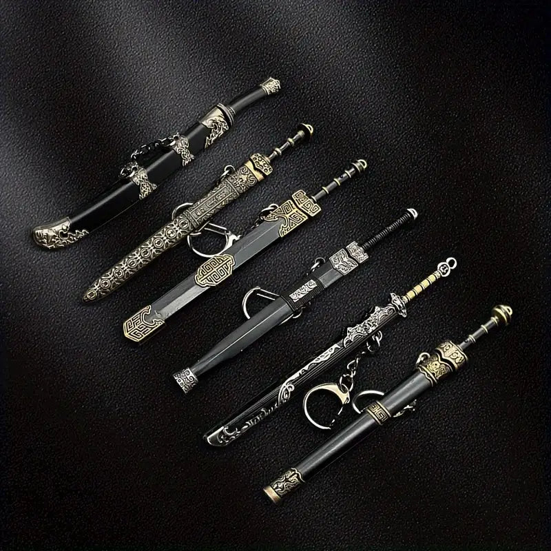 Porte-clés épée médiévale en métal – Breloque sabre antique élégante pour homme