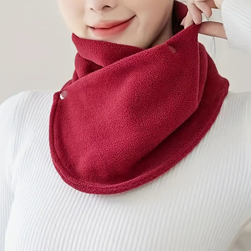 Cache-cou polaire chaud rouge – Couvre visage hiver unisexe pour protection contre le froid