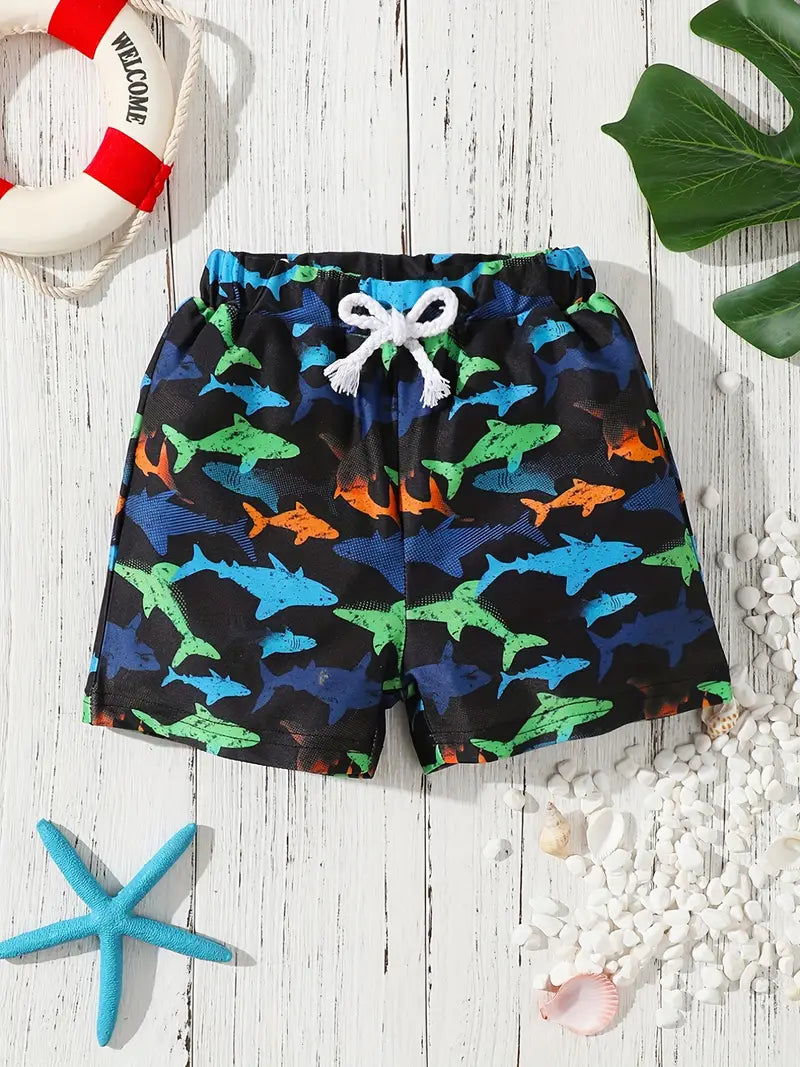 Maillot de bain garçon bleu motif requins – Short de bain confortable et tendance pour l’été