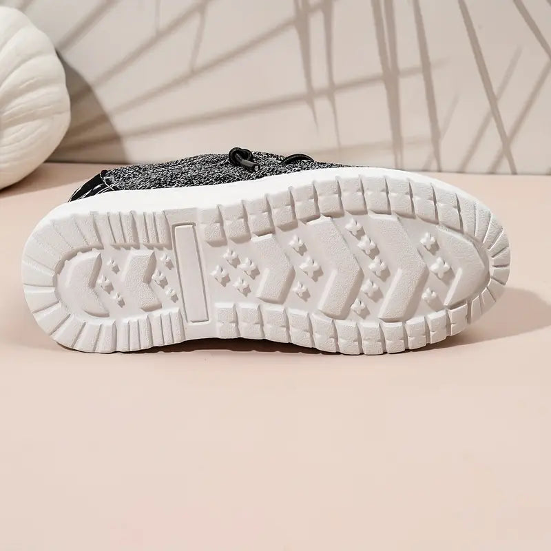 Mocassins garçon sans lacets gris et noir – Chaussures légères confortables avec semelle blanche