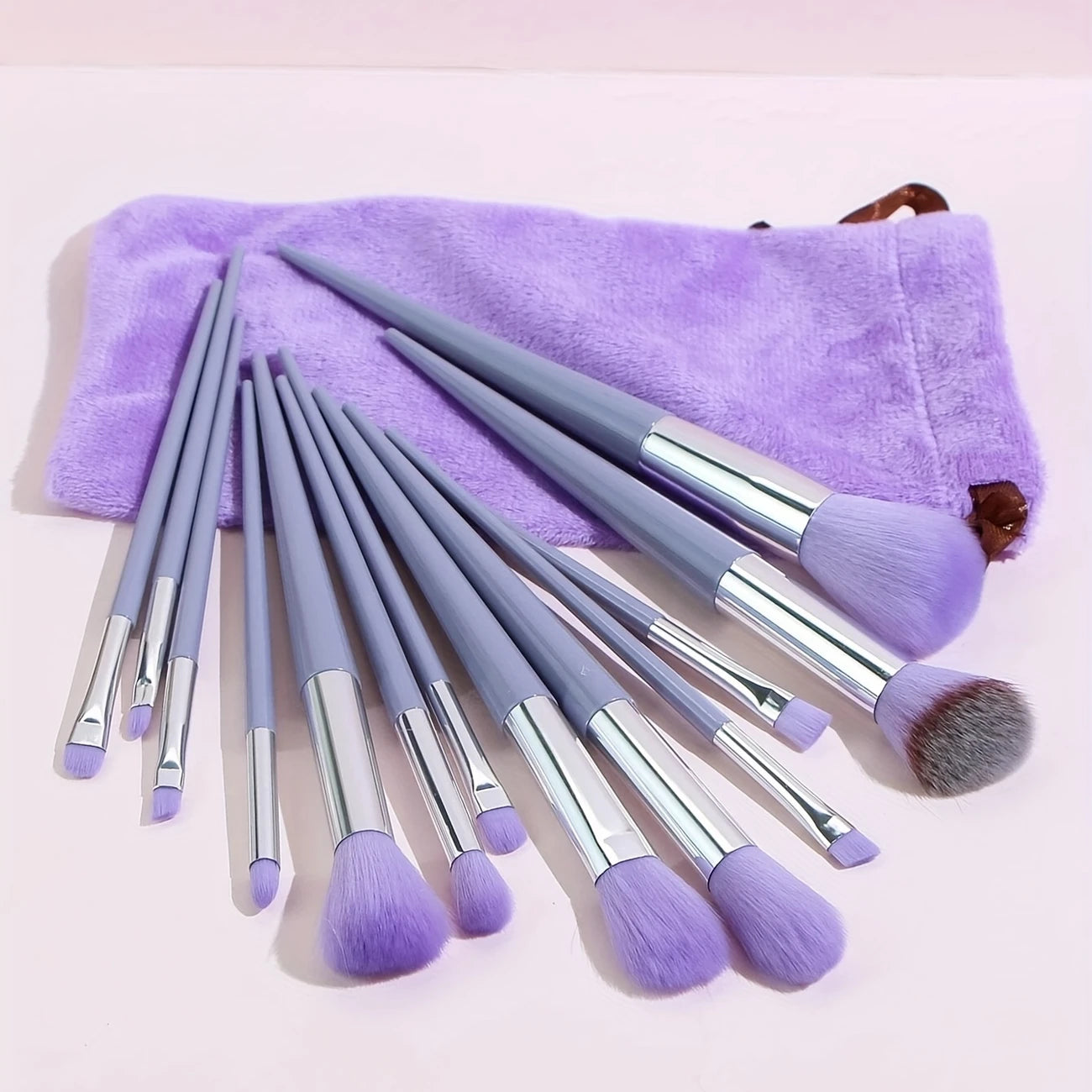 Pack de 12 Pinceaux Maquillage Professionnels – Brosse Teint, Yeux & Lèvres avec Étui Doux