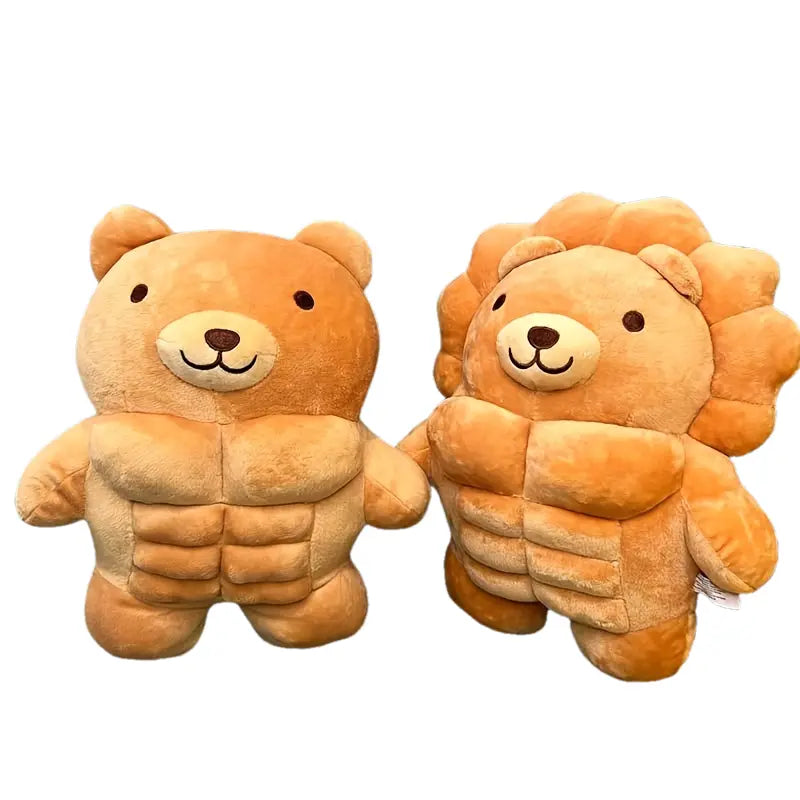 Peluche Lion/Ours Musclé – Doudou Original avec Abdos pour Enfants et Fans de Peluches Amusantes