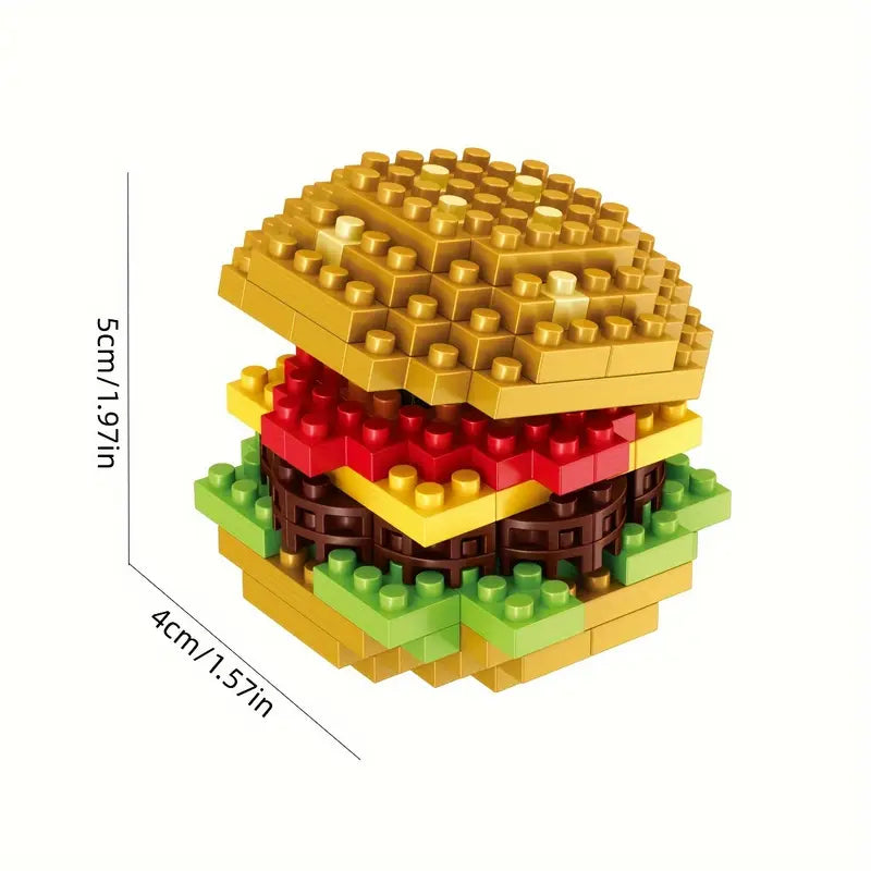 Kit de Construction Fast Food en Briques – Maquette 3D Hamburger, Pizza, Hot-Dog et Frites à Assembler