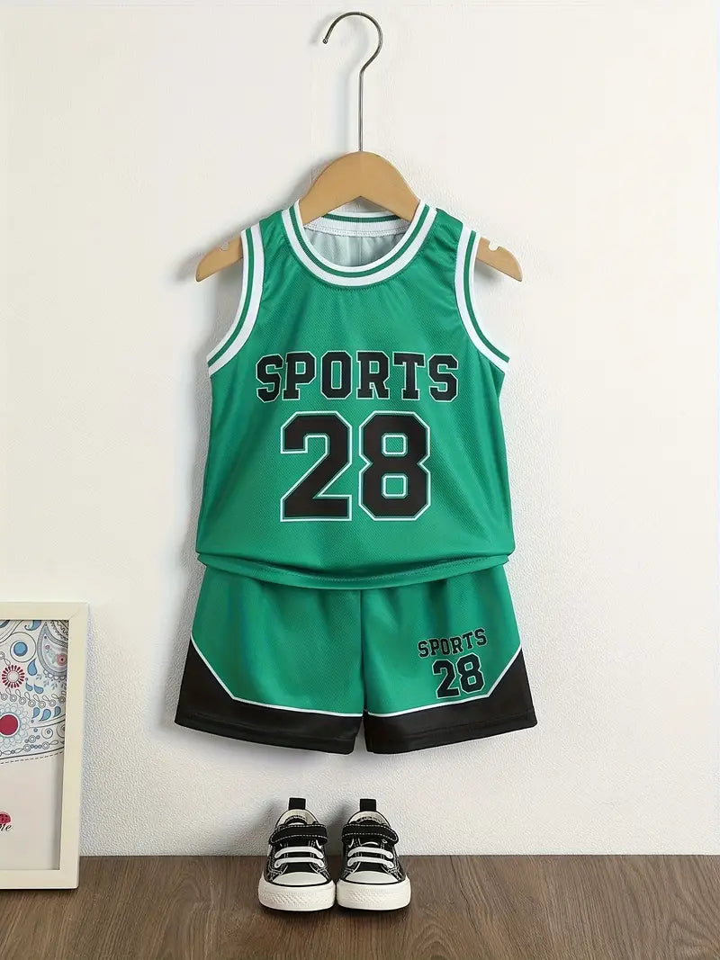 Ensemble Basketball Enfant – Maillot et Short de Sport Respirant Rouge