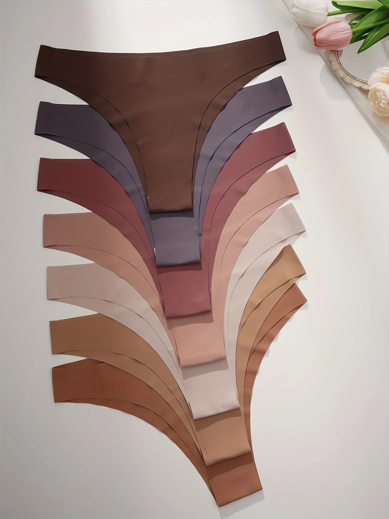 Lot de Strings Invisibles Femme Sans Couture – Multicolores Tons Nude, Culottes Seconde Peau Ultra Confortables