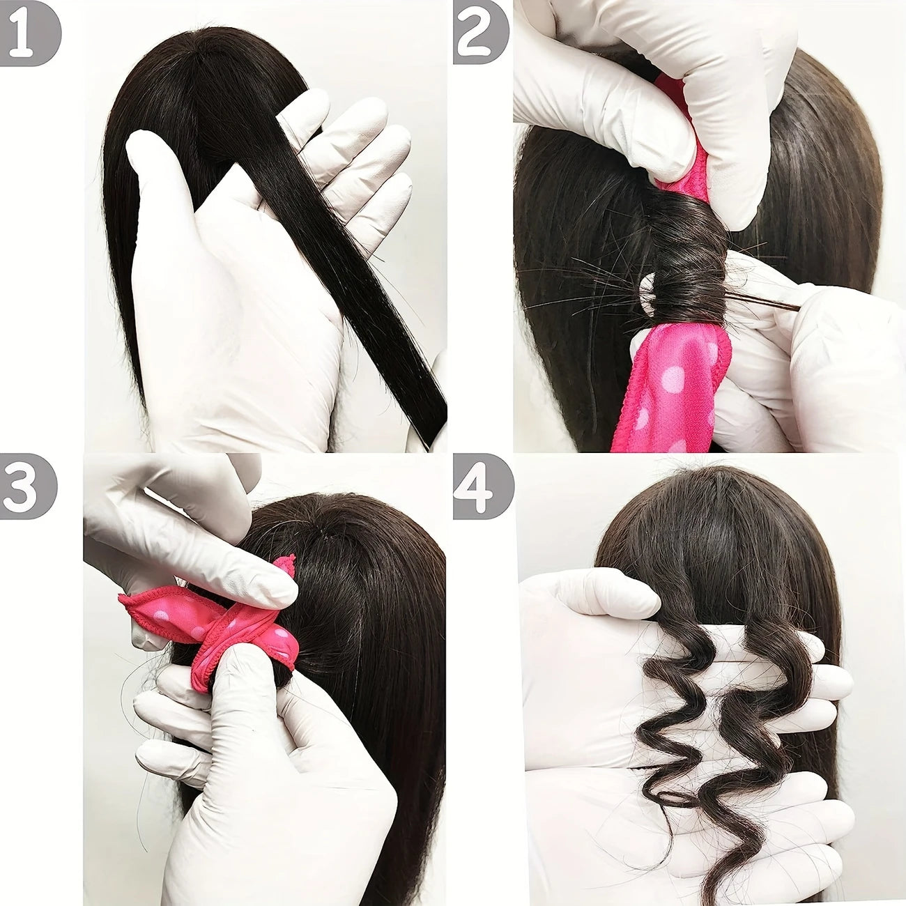 Bigoudis Souples Sans Chaleur – Lot de 10/20/30 Rouleaux Curling Cheveux en Tissu Satiné à Pois