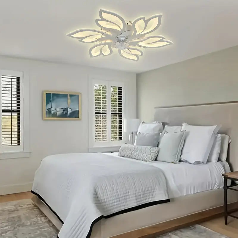 Ventilateur de Plafond LED Design Floral avec Éclairage Intégré – Silencieux et Élégant pour Salon Moderne