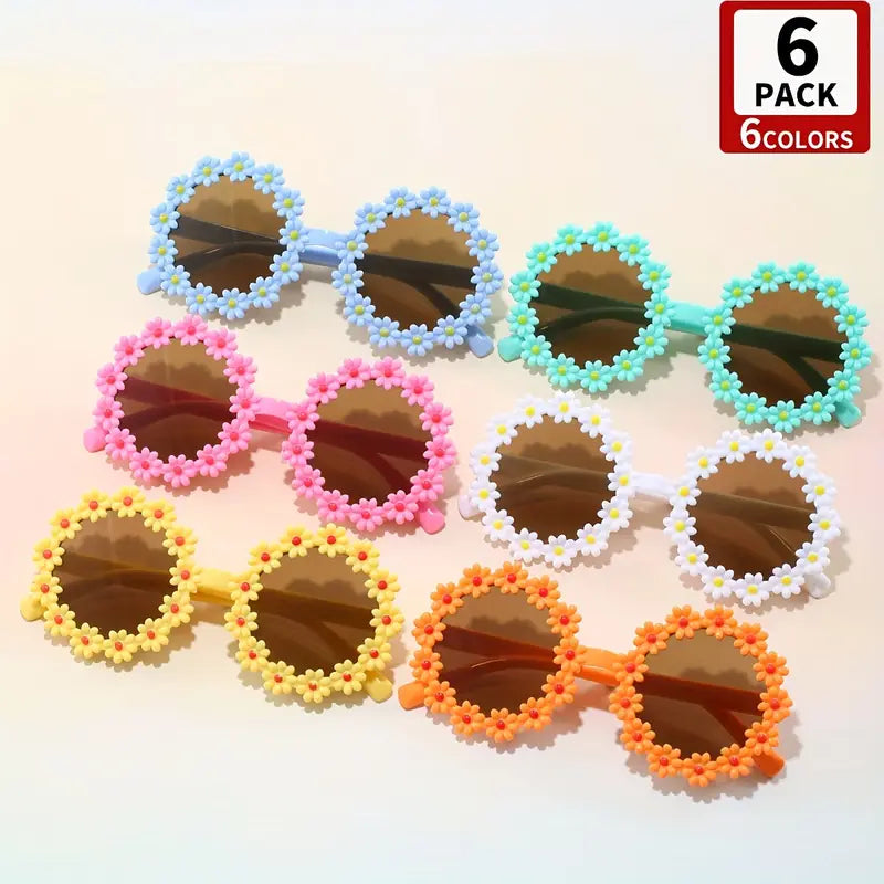 Lunettes de soleil enfants rondes fleuries rétro – Protection UV et style coloré