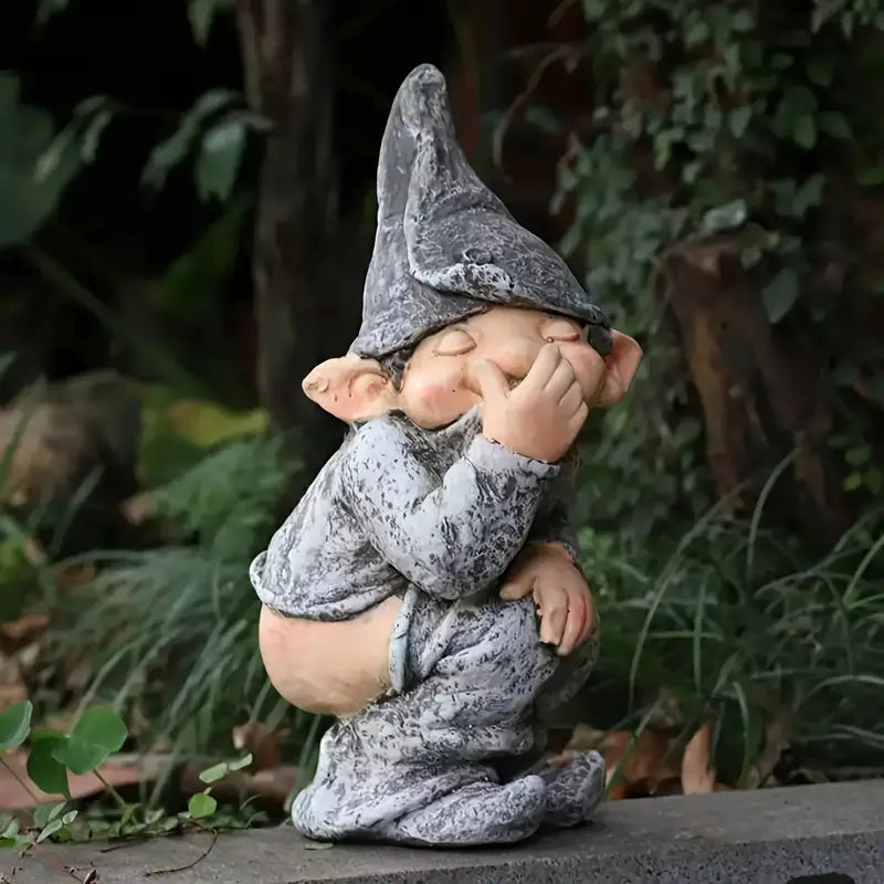Statue nain de jardin humoristique en résine – Sculpture déco originale pour extérieur