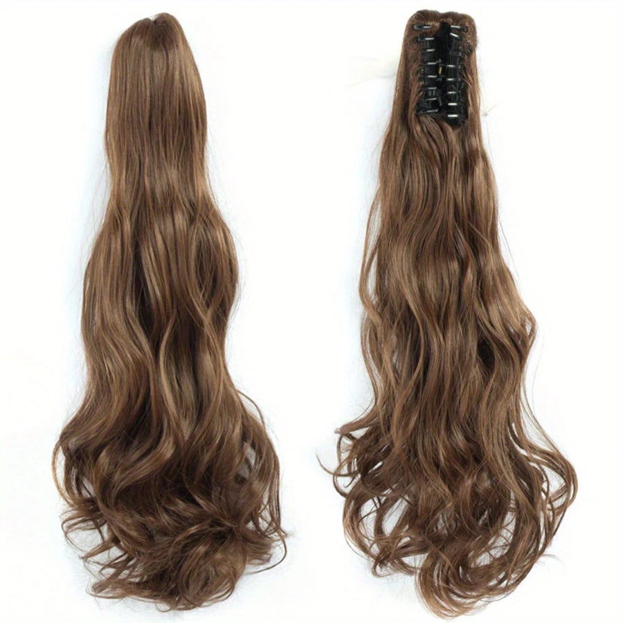 Extension Cheveux Ondulée avec Pince – Queue de Cheval Naturelle à Clipser Facilement