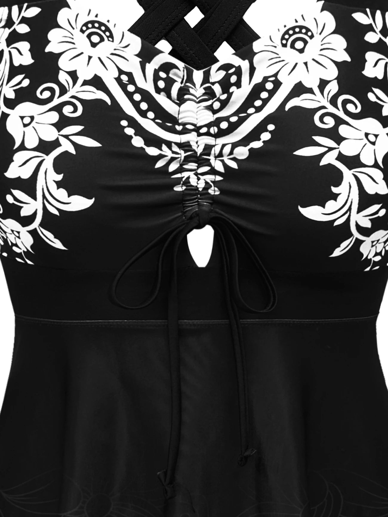Maillot de Bain Robe Femme à Volants – Style Bohème Noir & Blanc, Élégant et Confortable