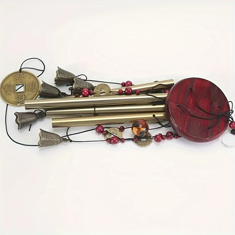 Carillon Feng Shui en Cuivre et Bois – Clochettes décoratives apaisantes pour jardin ou intérieur