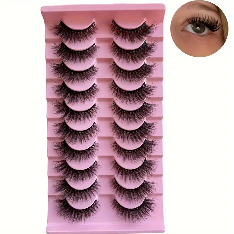 Faux Cils Effet Naturel Volume 3D – Lot de 10 Paires Ultra Douces et Réutilisables pour Regard Glamour