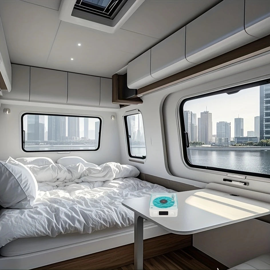 Mini Platine Vinyle LED avec Horloge – Objet Déco Vintage & Gadget Musique Tendance