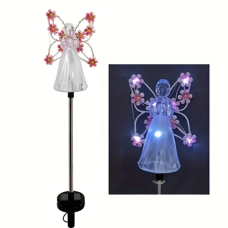 Lumières Solaires Ange pour Jardin – Décoration Funéraire en Mémoire des Animaux – Lot de 4 Veilleuses LED Extérieures