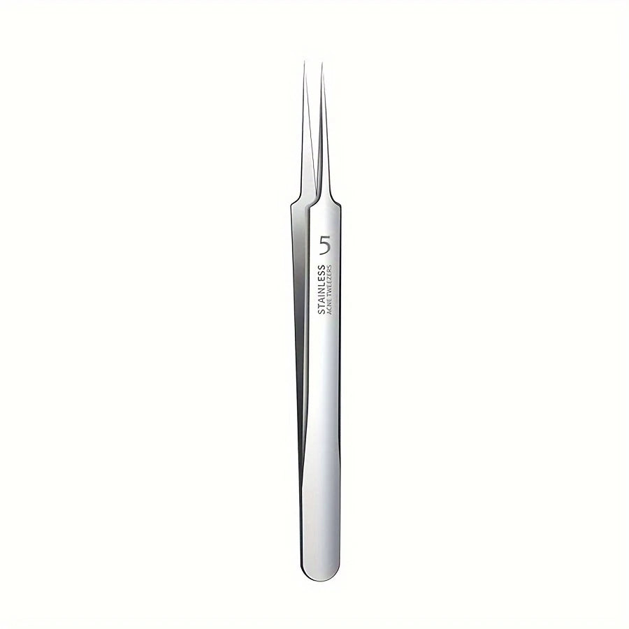 Pince à Épiler Inox Précision + Tire-Comédons – Outils Professionnels pour Soins du Visage, Acné et Cils