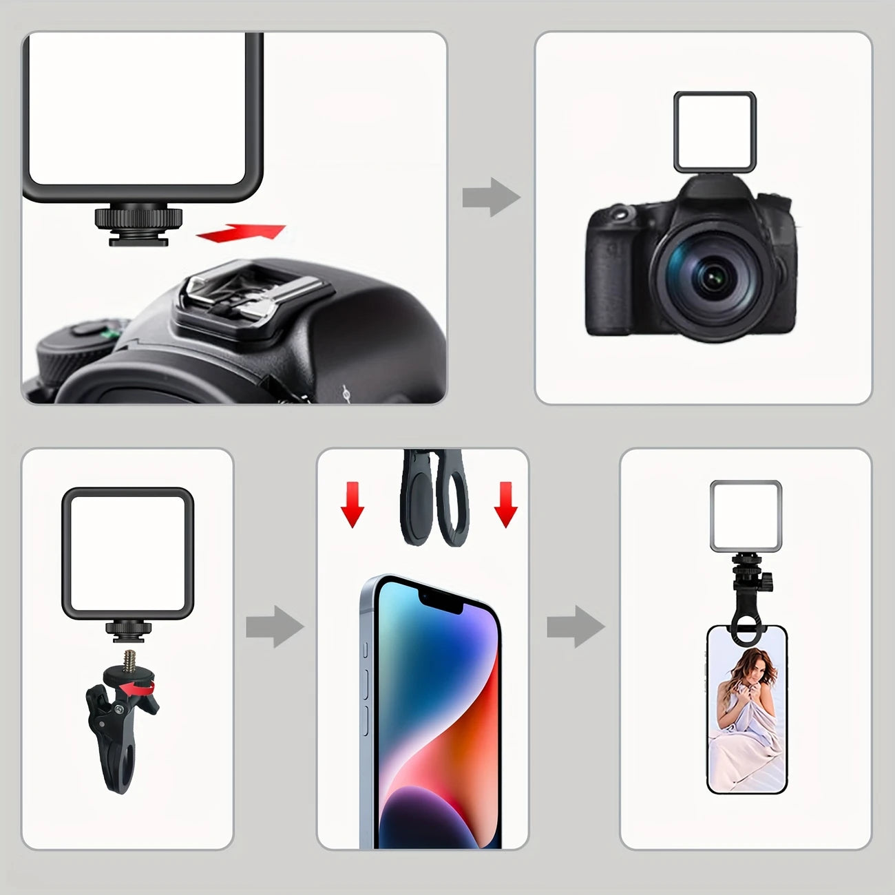 Éclairage LED Portable avec Trépied et Support – Lampe de Studio pour Smartphone, Appareil Photo et Vidéo