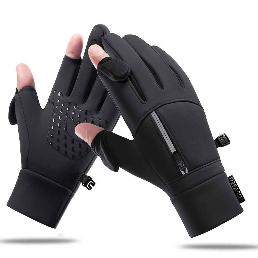 Gants Tactiles Hiver Imperméables – Antidérapants & Coupe-Vent avec Zip, Écran Tactile Smartphone – Unisexe