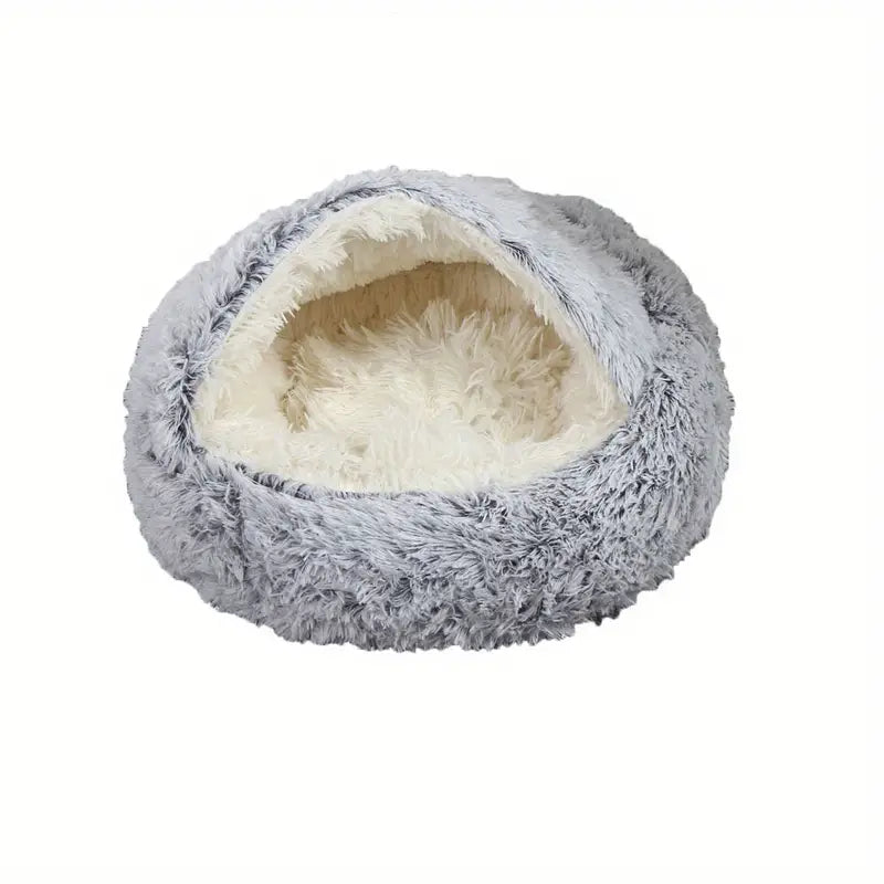 Lit Igloo pour Chat ou Petit Chien – Coussin Douillet en Fausse Fourrure