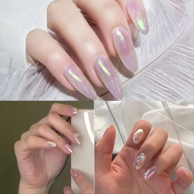 Kit Vernis en Poudre Effet Chrome Sirène – 6 Couleurs Pastel Irisées + Applicateurs