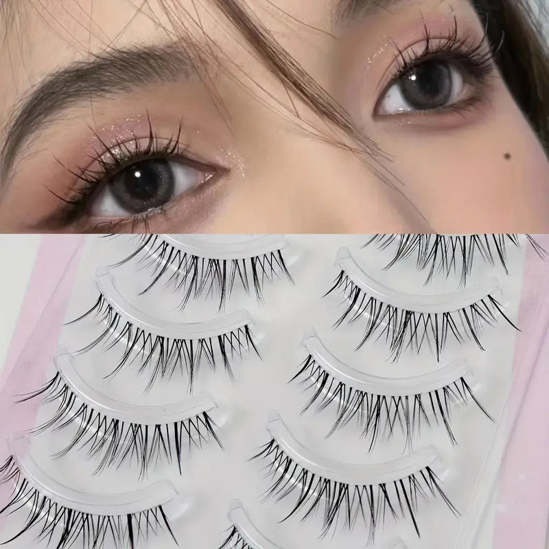 Pack de 5/10 Paires de Faux Cils Effet Naturel – Légers, Doux et Confortables pour un Regard Délicat