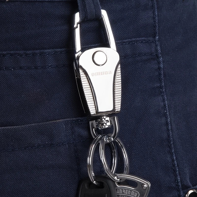 Porte-Clés Voiture Métal Chromé – Design Premium avec Double Anneau et Mousqueton Sécurisé