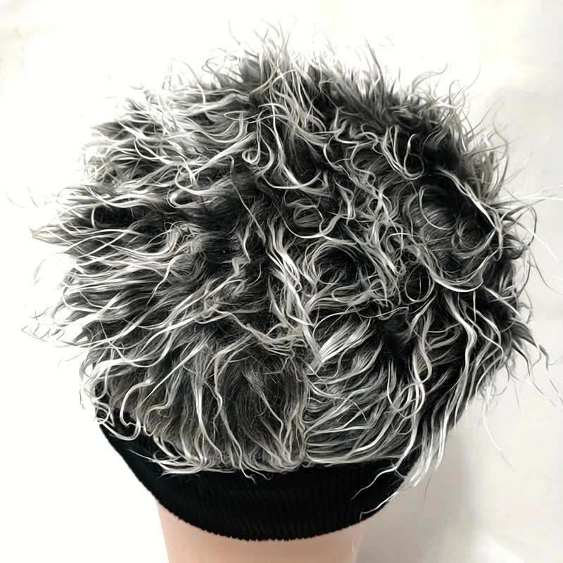 Bandeau Perruque Homme avec Cheveux Gris Bouclés – Effet Naturel & Look Sport Décontracté