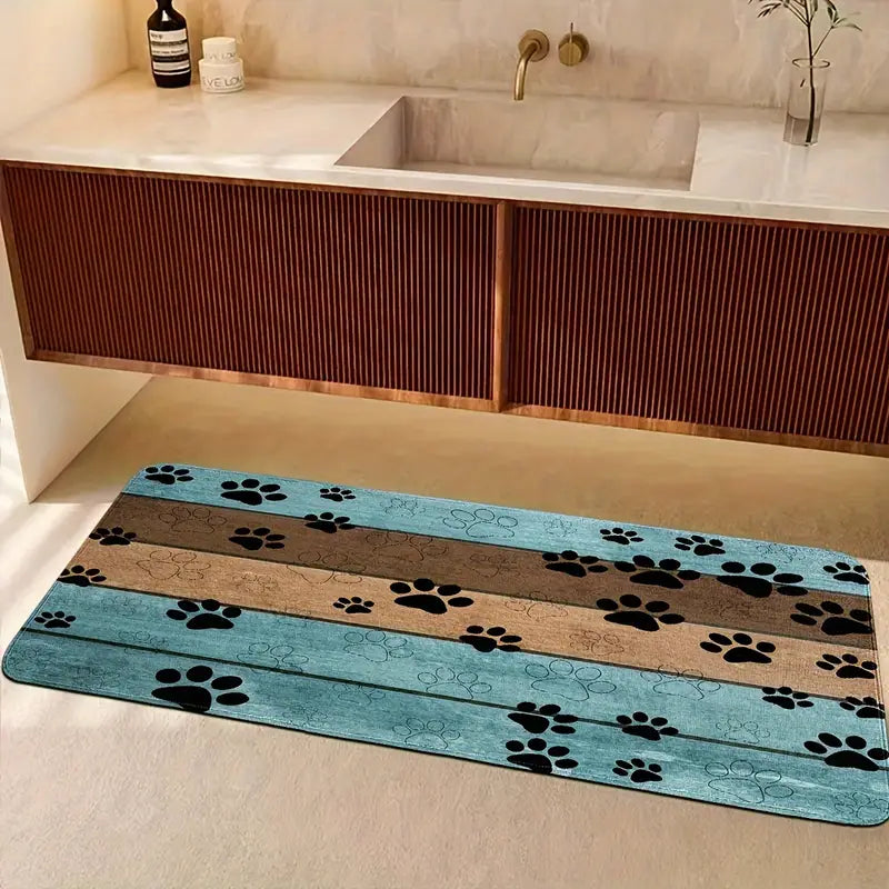 Tapis Antidérapant pour Animaux – Motif Patte de Chien/Chat, Confortable et Absorbant pour Entrée ou Litière