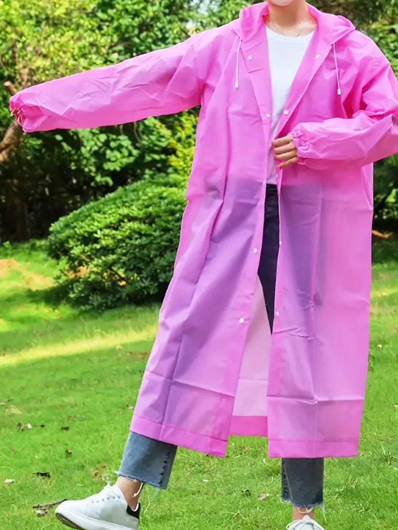 Imperméable Long Unisexe avec Capuche – Veste de Pluie Légère et Réutilisable pour Voyage, Camping ou Randonnée
