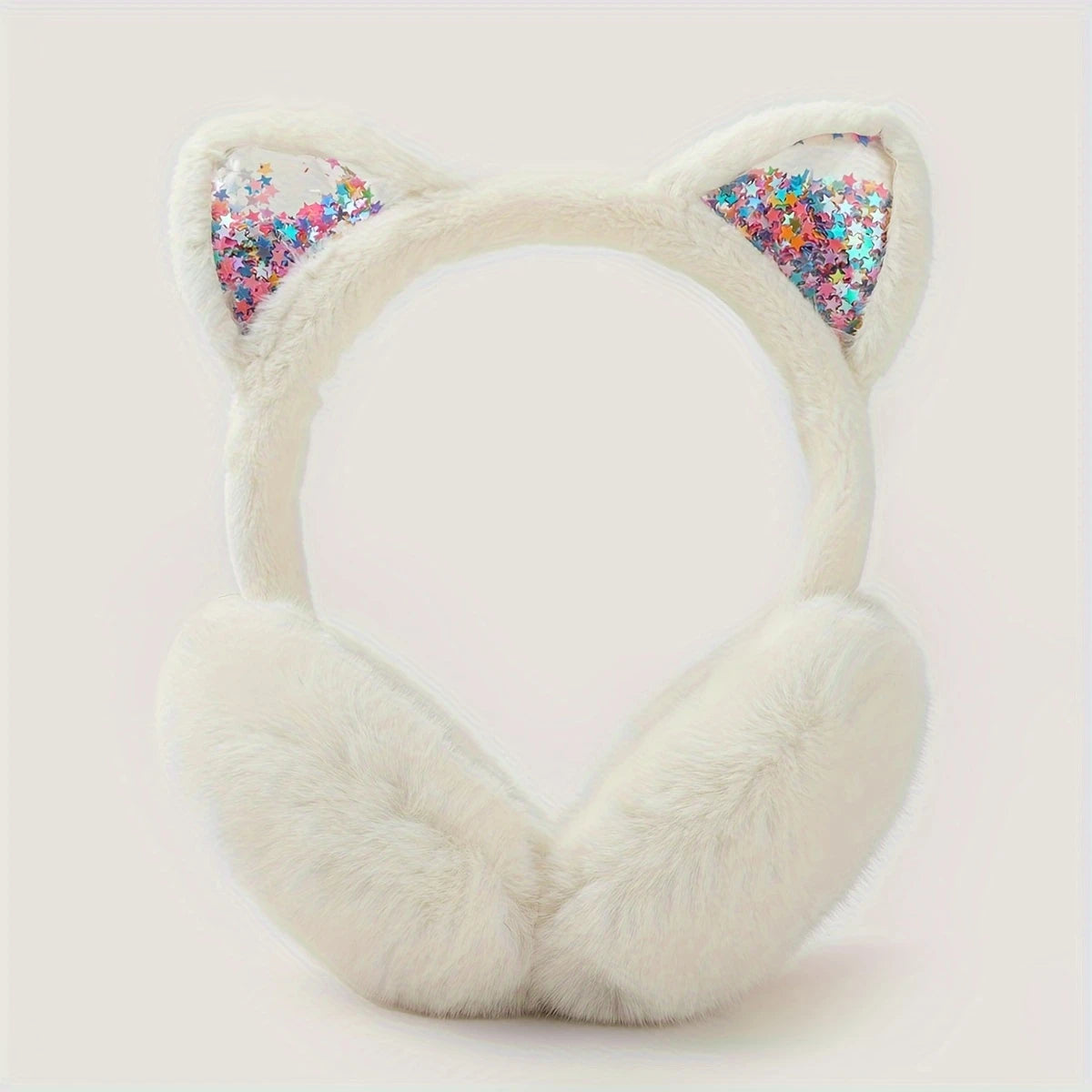 Cache-Oreilles Femme Hiver en Fausse Fourrure – Design Oreilles de Chat avec Paillettes, Doux et Chaud