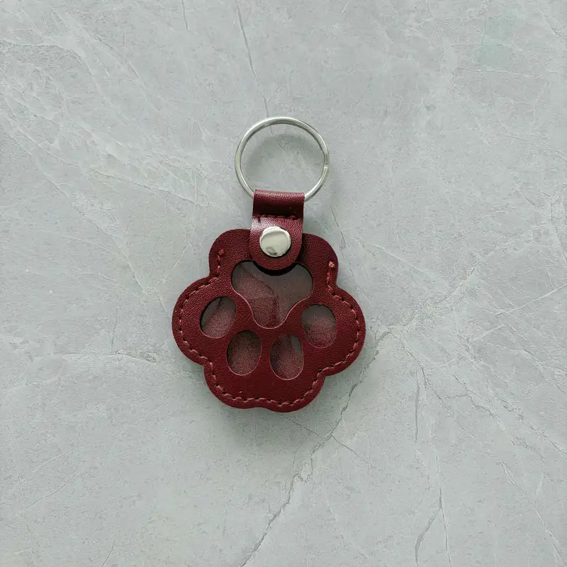 Médaillon Commémoratif Empreinte Patte en Cuir – Porte-Souvenir pour Poils ou Cendres de Chien ou Chat – 6 Couleurs Disponibles