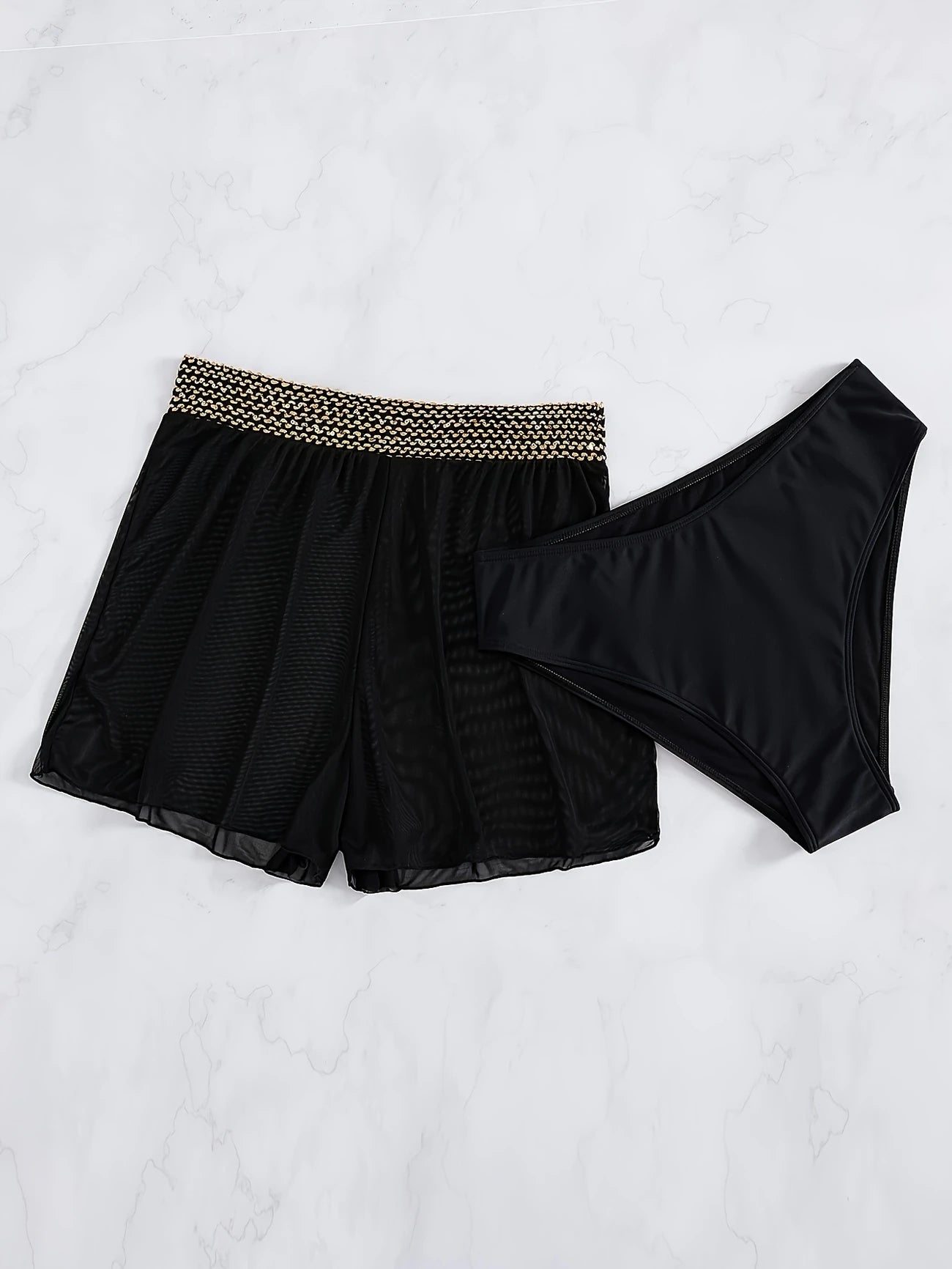 Short de plage transparent taille haute – Paréo short fluide et léger pour femmes aux courbes généreuses
