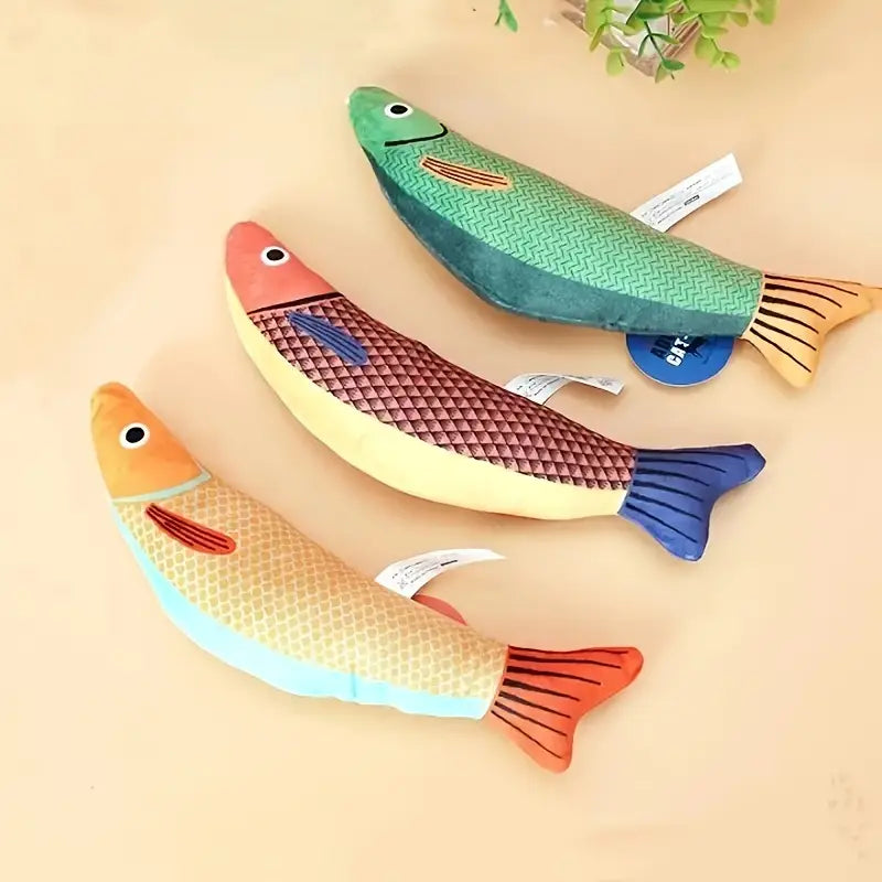 Jouet Poisson en Peluche pour Chat – Coussin Interactif à Mâcher avec Herbe à Chat Intégrée