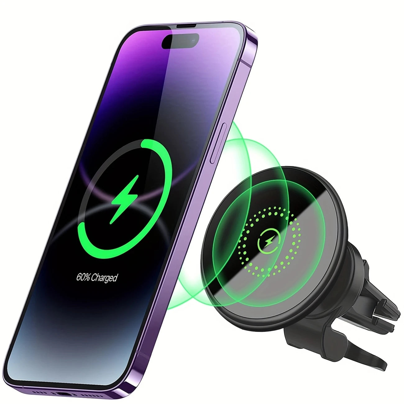 Chargeur Sans Fil Voiture avec Ventouse et Indicateur LED – Support Magnétique pour Smartphone
