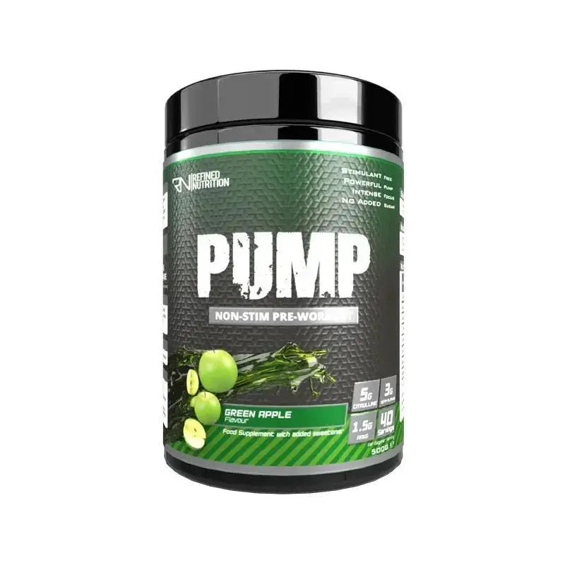 Pré-Workout Sans Stimulant PUMP – Goût Pomme Verte | Booster de Performance et Congestion Musculaire – 500g / 40 Doses