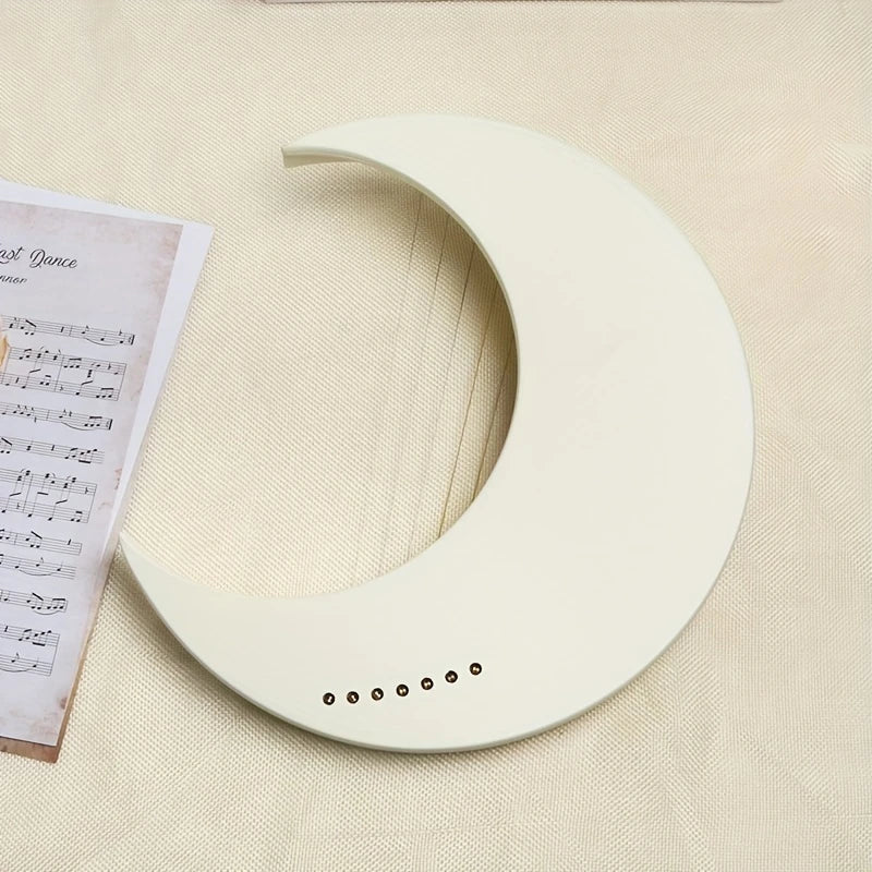 Harpe Lyre en Forme de Lune – Instrument à Cordes Élégant 7 Notes, Design Minimaliste pour Musique Douce & Décoration Artistique