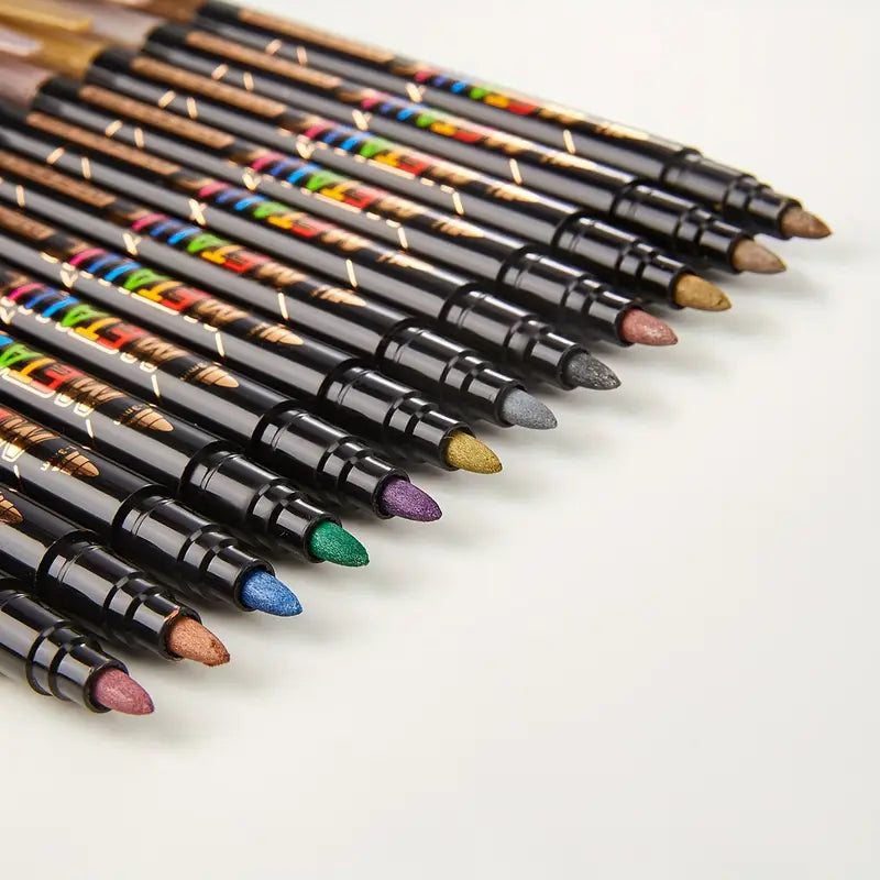 Feutres Métalliques Multicolores – Lot de Stylos à Encre Brillante pour Scrapbooking, DIY, Carterie et Dessin