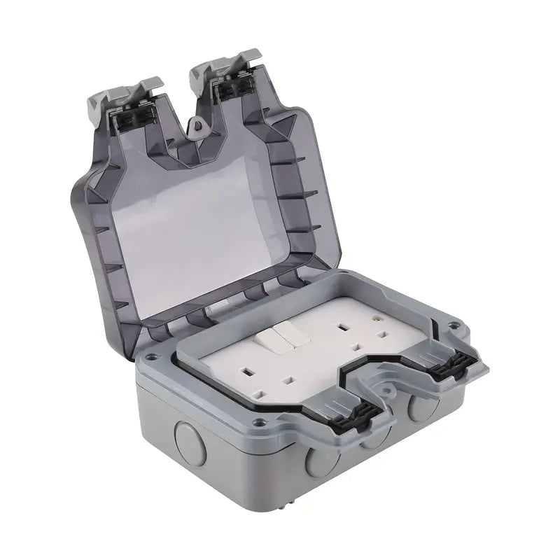 Prise extérieure étanche double 2 ports – Boîtier IP66 avec couvercle de protection pour jardin et terrasse