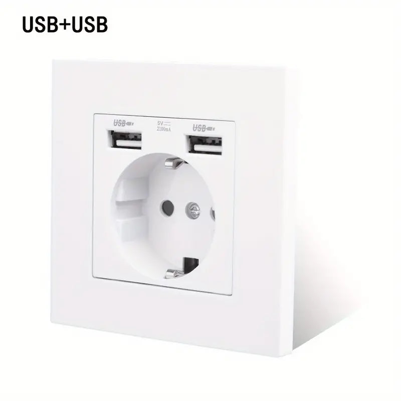 Prise murale double USB + Type-C intégrés – Prise européenne encastrable 16A pour charge rapide smartphone et tablette